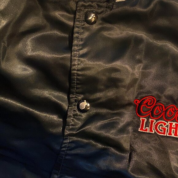 Vintage 1980s COORS LIGHT Beer Embroidered Satin Bomber Jacket! Small to Medium - Picture 13 of 14